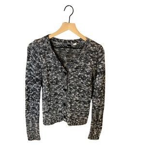 BDG Urban Outfitters Black White Knit Button Front Long Sleeve Cropped Sweater